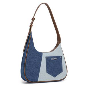 Tote Bag Denim Shoulder Bags Fits Ipad Mini, Trendy Evening Armpit B)